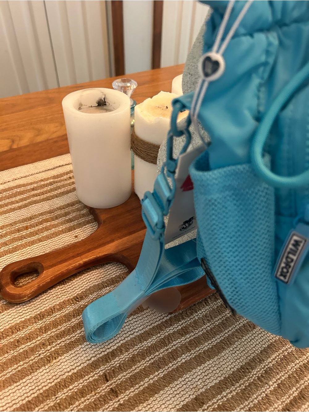 Turquoise Blue Women's Drawstring Mini Backpack - Picture 6 of 7